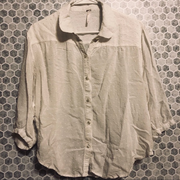 Free People White Swiss Button-Down Top - Picture 8 of 8